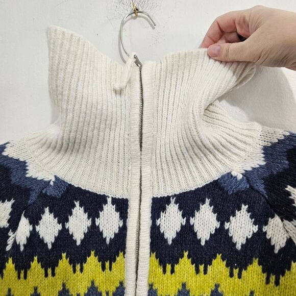 Aerie Fairisle Quarter Zip Chunky Nordic Women's Sweater. Size Medium. - Picture 5 of 6